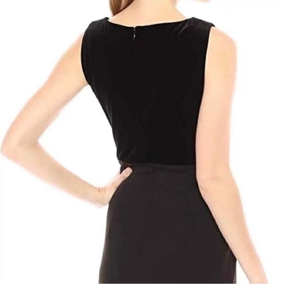 Calvin Klein VELVET Scuba‎ Midi Dress Black Plunge V-Neck Sheath Sleeveless 6 - Picture 4 of 14